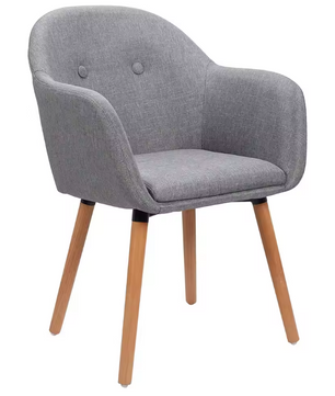 Linnen Eetkamerstoel met Armleuningen – Houten Frame & Ergonomisch Ontwerp