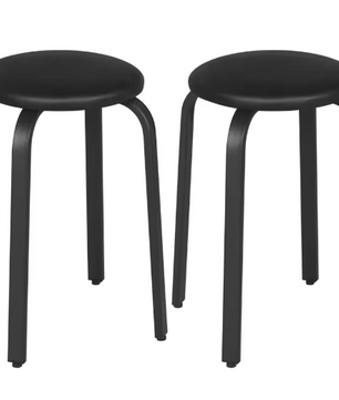 Set van 2 Stapelbare Krukken – Kunstleer & Metalen Frame, Comfortabel en Ruimtebesparend