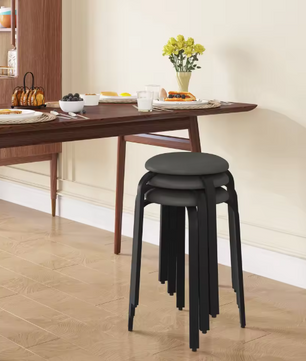 Set van 2 Stapelbare Krukken – Kunstleer & Metalen Frame, Comfortabel en Ruimtebesparend