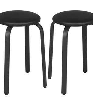 Set van 2 Stapelbare Krukken – Kunstleer & Metalen Frame, Comfortabel en Ruimtebesparend