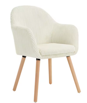 Moderne Eetkamerstoel met Armleuningen – Corduroy Bekleding & Houten Poten
