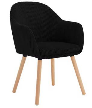 Moderne Eetkamerstoel met Armleuningen – Corduroy Bekleding & Houten Poten