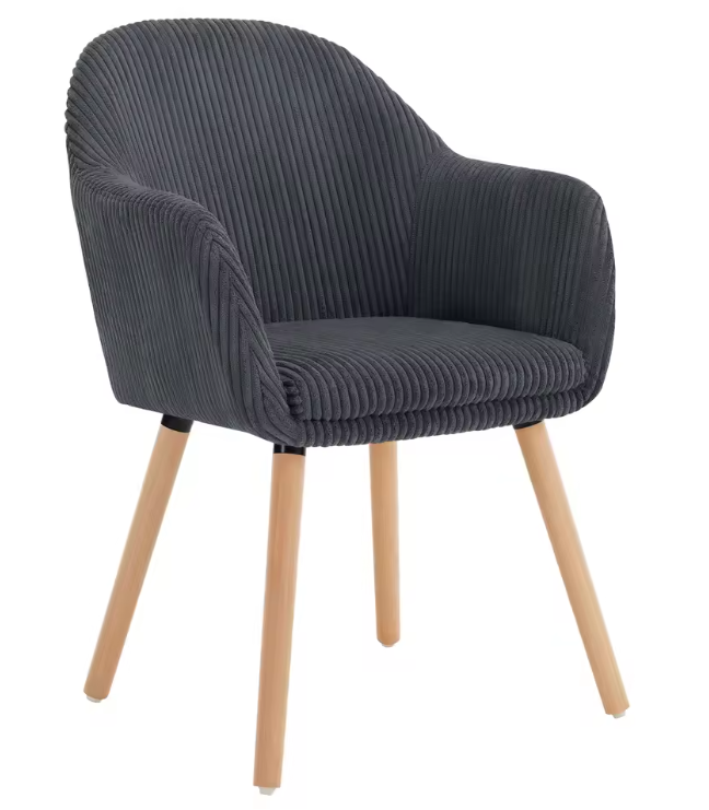 Moderne Eetkamerstoel met Armleuningen – Corduroy Bekleding & Houten Poten