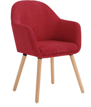 Moderne Eetkamerstoel met Armleuningen – Corduroy Bekleding & Houten Poten