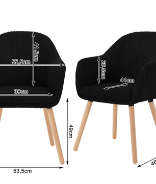 Moderne Eetkamerstoel met Armleuningen – Corduroy Bekleding & Houten Poten