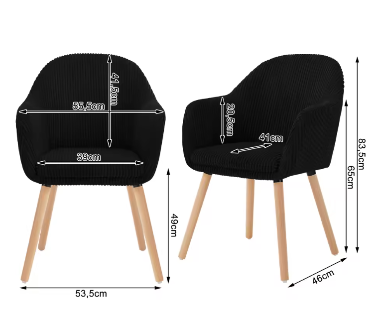 Moderne Eetkamerstoel met Armleuningen – Corduroy Bekleding & Houten Poten