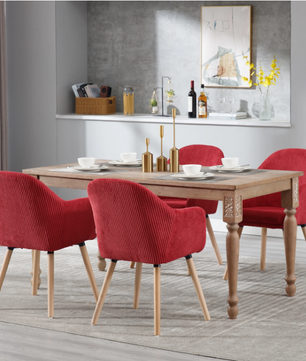 Moderne Eetkamerstoel met Armleuningen – Corduroy Bekleding & Houten Poten