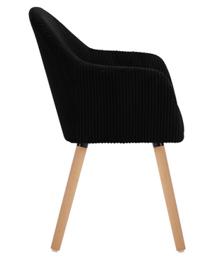 Moderne Eetkamerstoel met Armleuningen – Corduroy Bekleding & Houten Poten