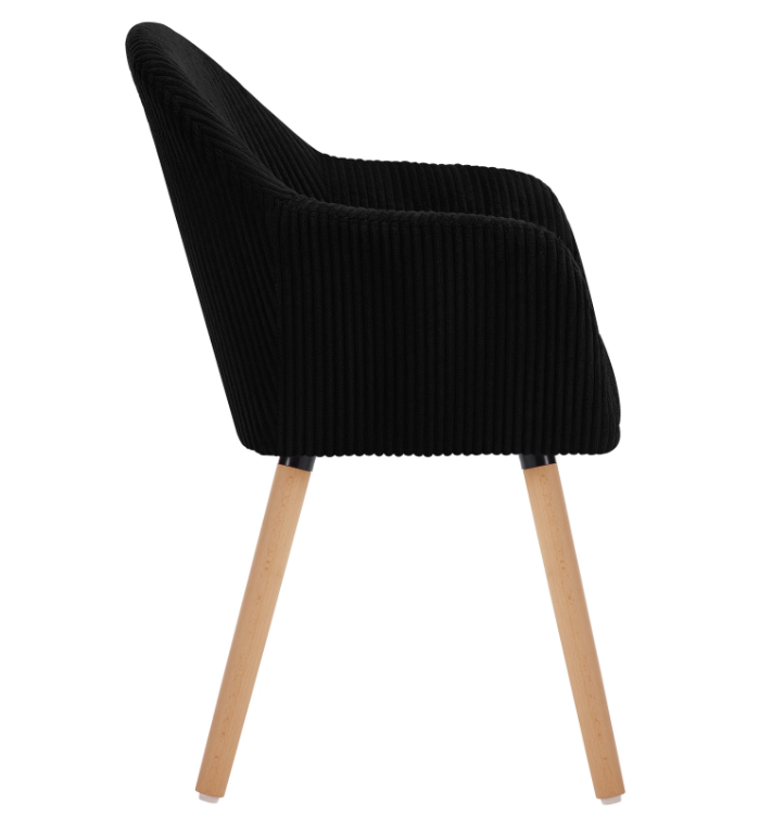 Moderne Eetkamerstoel met Armleuningen – Corduroy Bekleding & Houten Poten