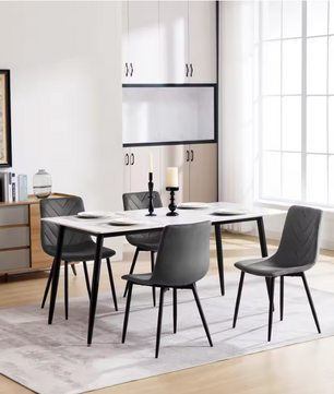 Set van 4 Fluwelen Eetkamerstoelen – Metalen Poten & Ergonomisch Ontwerp