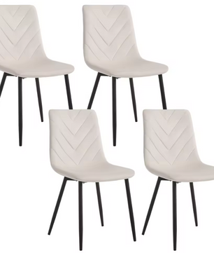 Set van 4 Fluwelen Eetkamerstoelen – Metalen Poten & Ergonomisch Ontwerp