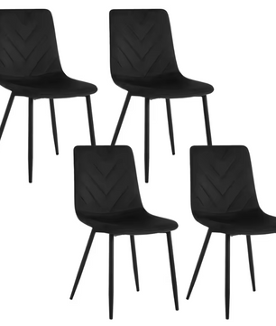 Set van 4 Fluwelen Eetkamerstoelen – Metalen Poten & Ergonomisch Ontwerp