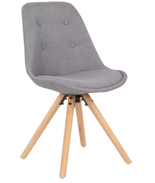 Set van 4 Linnen Eetkamerstoelen – Houten Poten & Ergonomisch Ontwerp