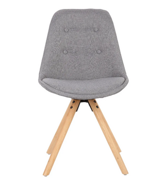 Set van 4 Linnen Eetkamerstoelen – Houten Poten & Ergonomisch Ontwerp