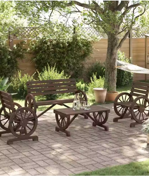 4-delige Tuin Loungeset – Stalen Frame & Moderne Tafel