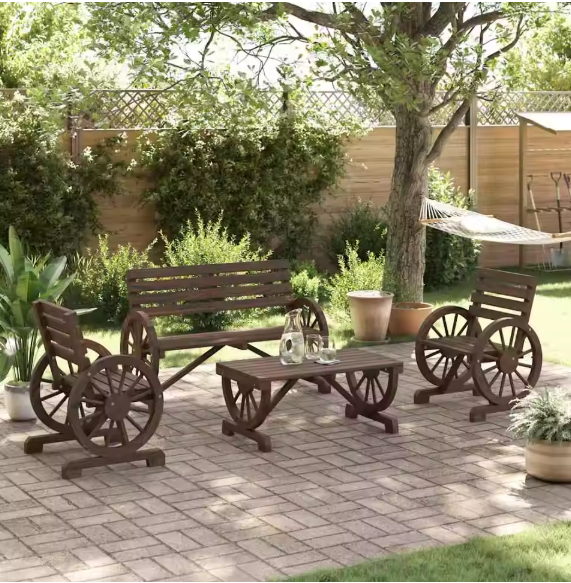 4-delige Tuin Loungeset – Stalen Frame & Moderne Tafel
