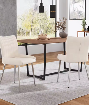 Set van 2 Fluwelen Eetkamerstoelen – Metalen Poten & Comfortabele Rugleuning