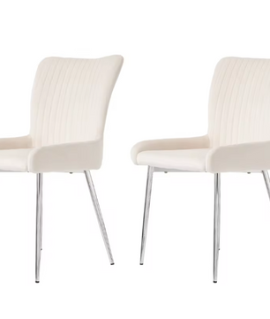 Set van 2 Fluwelen Eetkamerstoelen – Metalen Poten & Comfortabele Rugleuning