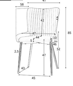 Set van 2 Fluwelen Eetkamerstoelen – Metalen Poten & Comfortabele Rugleuning