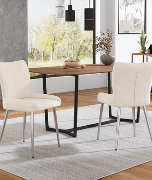 Set van 2 Fluwelen Eetkamerstoelen – Metalen Poten & Comfortabele Rugleuning