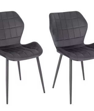 Set van 2 Gestoffeerde Eetkamerstoelen – Kunstleer/Fluweel & Metalen Poten