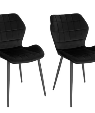 Set van 2 Gestoffeerde Eetkamerstoelen – Kunstleer/Fluweel & Metalen Poten