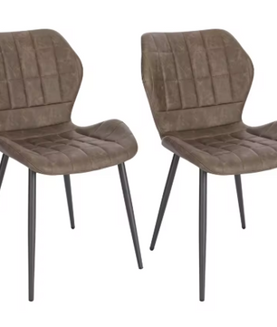 Set van 2 Gestoffeerde Eetkamerstoelen – Kunstleer/Fluweel & Metalen Poten