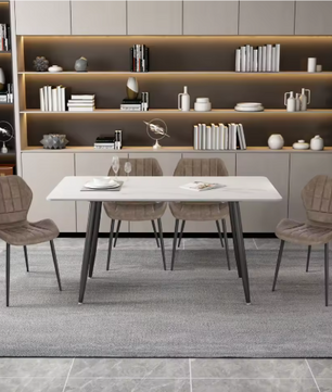 Set van 2 Gestoffeerde Eetkamerstoelen – Kunstleer/Fluweel & Metalen Poten