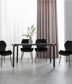Set van 2 Gestoffeerde Eetkamerstoelen – Kunstleer/Fluweel & Metalen Poten