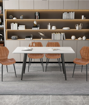 Set van 2 Gestoffeerde Eetkamerstoelen – Kunstleer/Fluweel & Metalen Poten