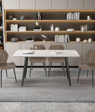 Set van 2 Gestoffeerde Eetkamerstoelen – Kunstleer/Fluweel & Metalen Poten