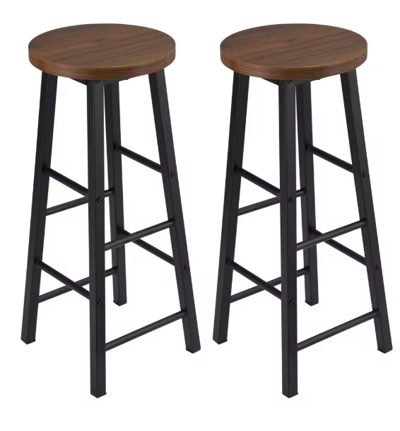 Set van 2 Houten Barkrukken – Stabiel & Duurzaam met Stalen Frame