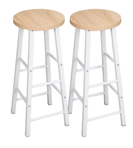 Set van 2 Houten Barkrukken – Stabiel & Duurzaam met Stalen Frame