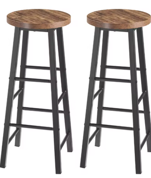 Set van 2 Houten Barkrukken – Stabiel & Duurzaam met Stalen Frame