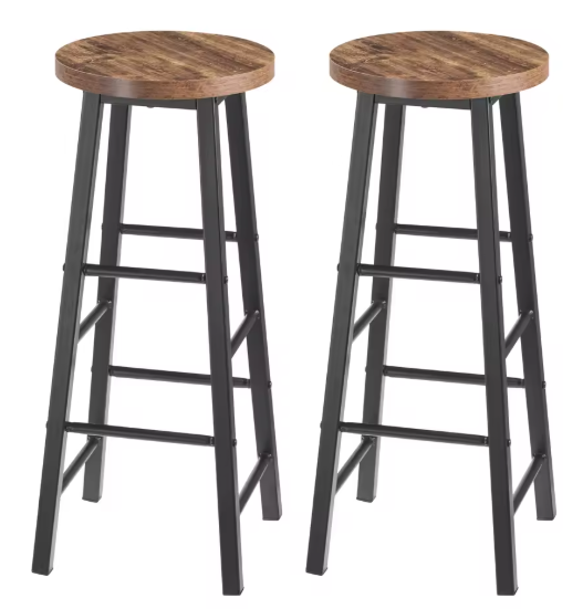 Set van 2 Houten Barkrukken – Stabiel & Duurzaam met Stalen Frame