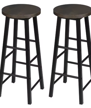 Set van 2 Houten Barkrukken – Stabiel & Duurzaam met Stalen Frame