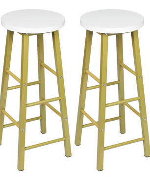 Set van 2 Houten Barkrukken – Stabiel & Duurzaam met Stalen Frame