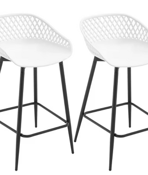 Set van 2 Bistro Barkrukken – Hollow Rugleuning, Metalen Frame & Voetsteun
