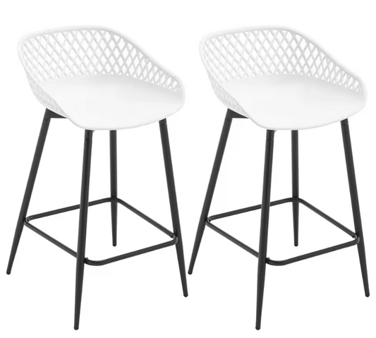 Set van 2 Bistro Barkrukken – Hollow Rugleuning, Metalen Frame & Voetsteun