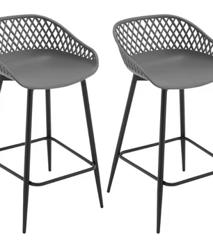 Set van 2 Bistro Barkrukken – Hollow Rugleuning, Metalen Frame & Voetsteun