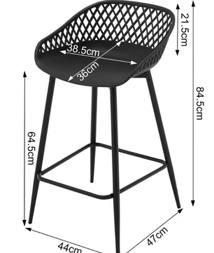 Set van 2 Bistro Barkrukken – Hollow Rugleuning, Metalen Frame & Voetsteun