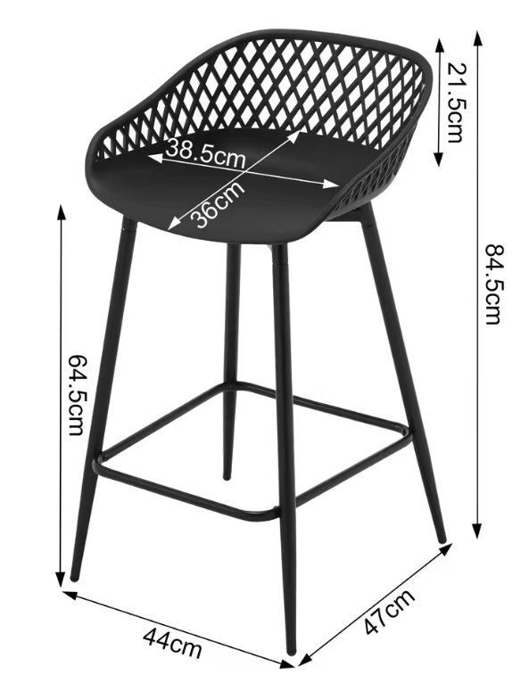 Set van 2 Bistro Barkrukken – Hollow Rugleuning, Metalen Frame & Voetsteun
