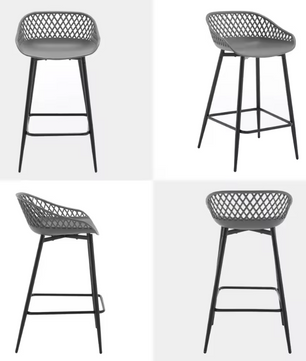 Set van 2 Bistro Barkrukken – Hollow Rugleuning, Metalen Frame & Voetsteun