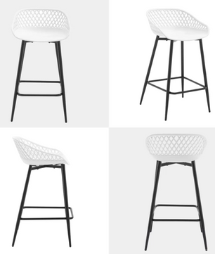 Set van 2 Bistro Barkrukken – Hollow Rugleuning, Metalen Frame & Voetsteun
