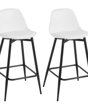Set van 2 Hoge Barkrukken – Fluweel & PP Zitting met Rugleuning en Voetsteun