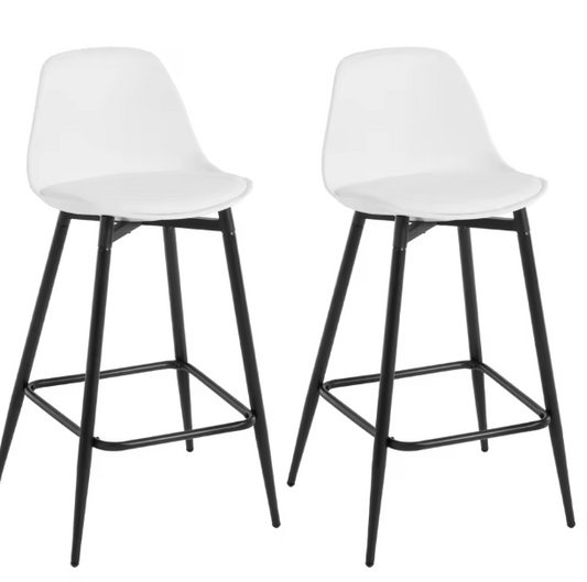 Set van 2 Hoge Barkrukken – Fluweel & PP Zitting met Rugleuning en Voetsteun