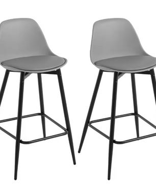 Set van 2 Hoge Barkrukken – Fluweel & PP Zitting met Rugleuning en Voetsteun