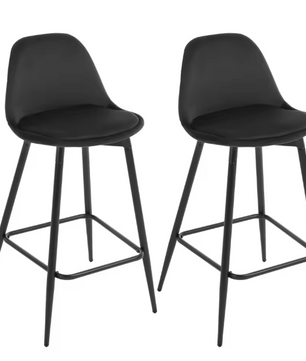 Set van 2 Hoge Barkrukken – Fluweel & PP Zitting met Rugleuning en Voetsteun