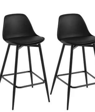 Set van 2 Hoge Barkrukken – Fluweel & PP Zitting met Rugleuning en Voetsteun