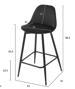 Set van 2 Hoge Barkrukken – Fluweel & PP Zitting met Rugleuning en Voetsteun